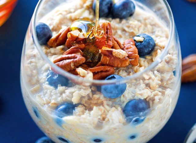 Overnight oats with blueberries and walnuts