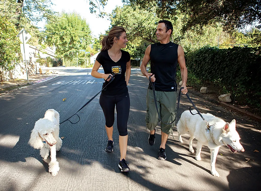 Maria Menounos walking dogs