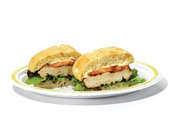 Au Bon Pain chicken sandwich on plate