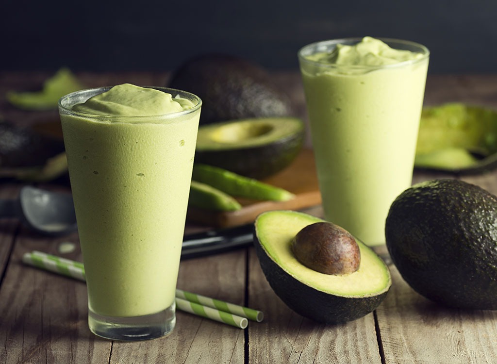 Glasses of avocado smoothie