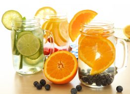Detox water with lime oranges and lemon