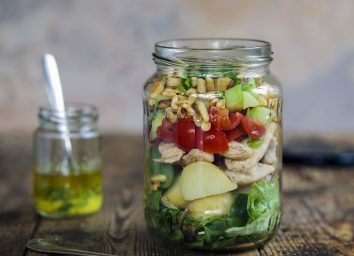 healthy salad in mason jar