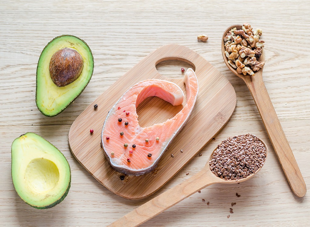 Avocado salmon nuts and chia seeds