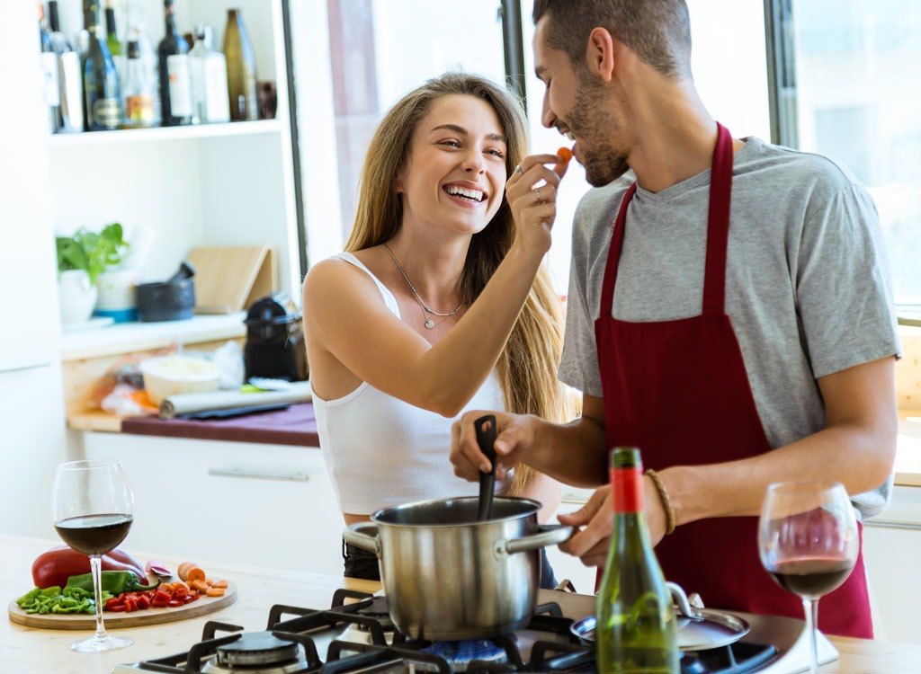 Man and woman cooking