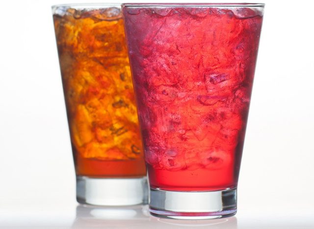 Orange and pink colored water