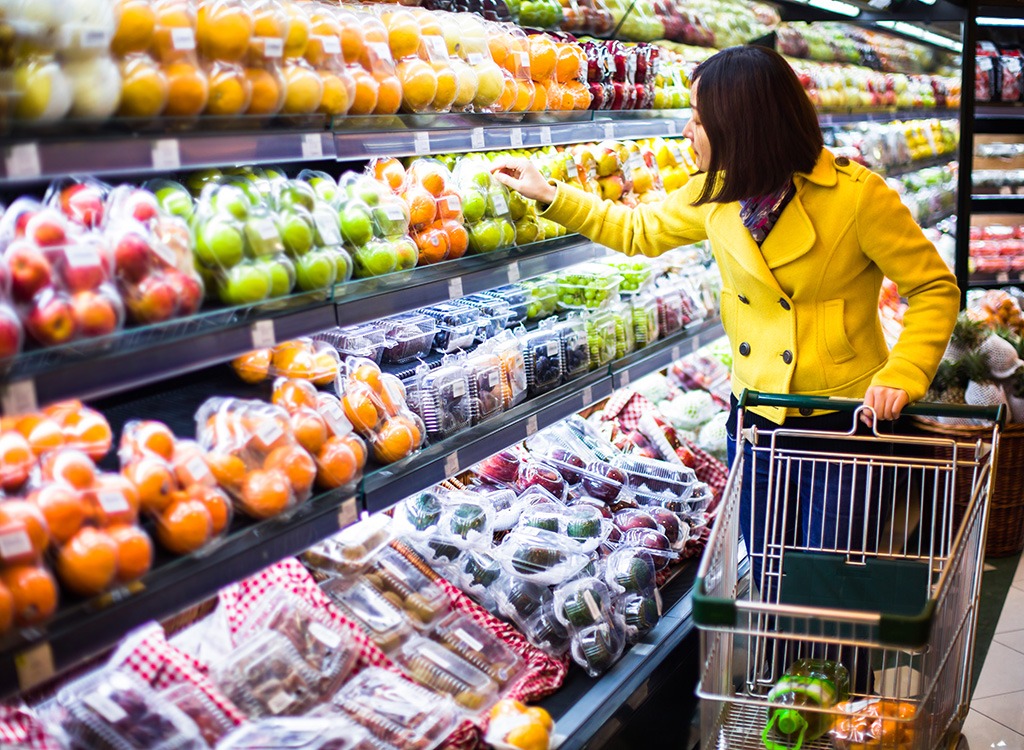 Woman shopping in produce section