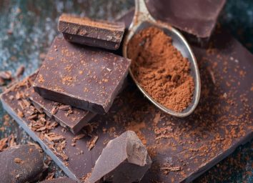 dark chocolate and cocoa powder