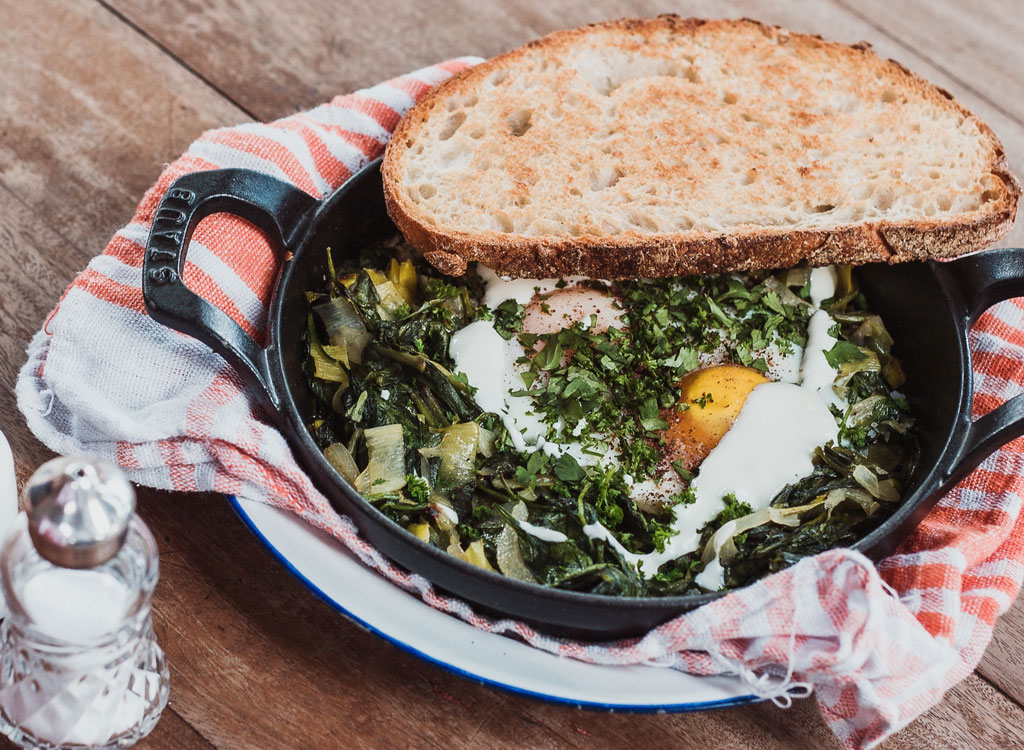 Eggs with spinach greens