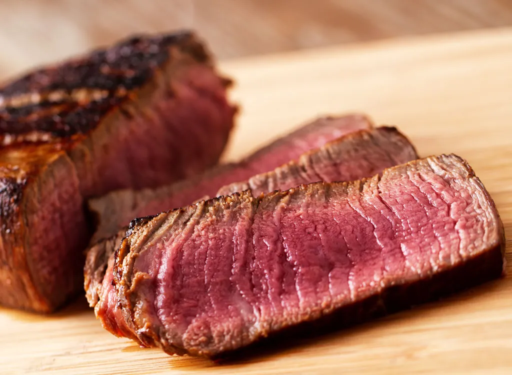 Beef tenderloin sliced