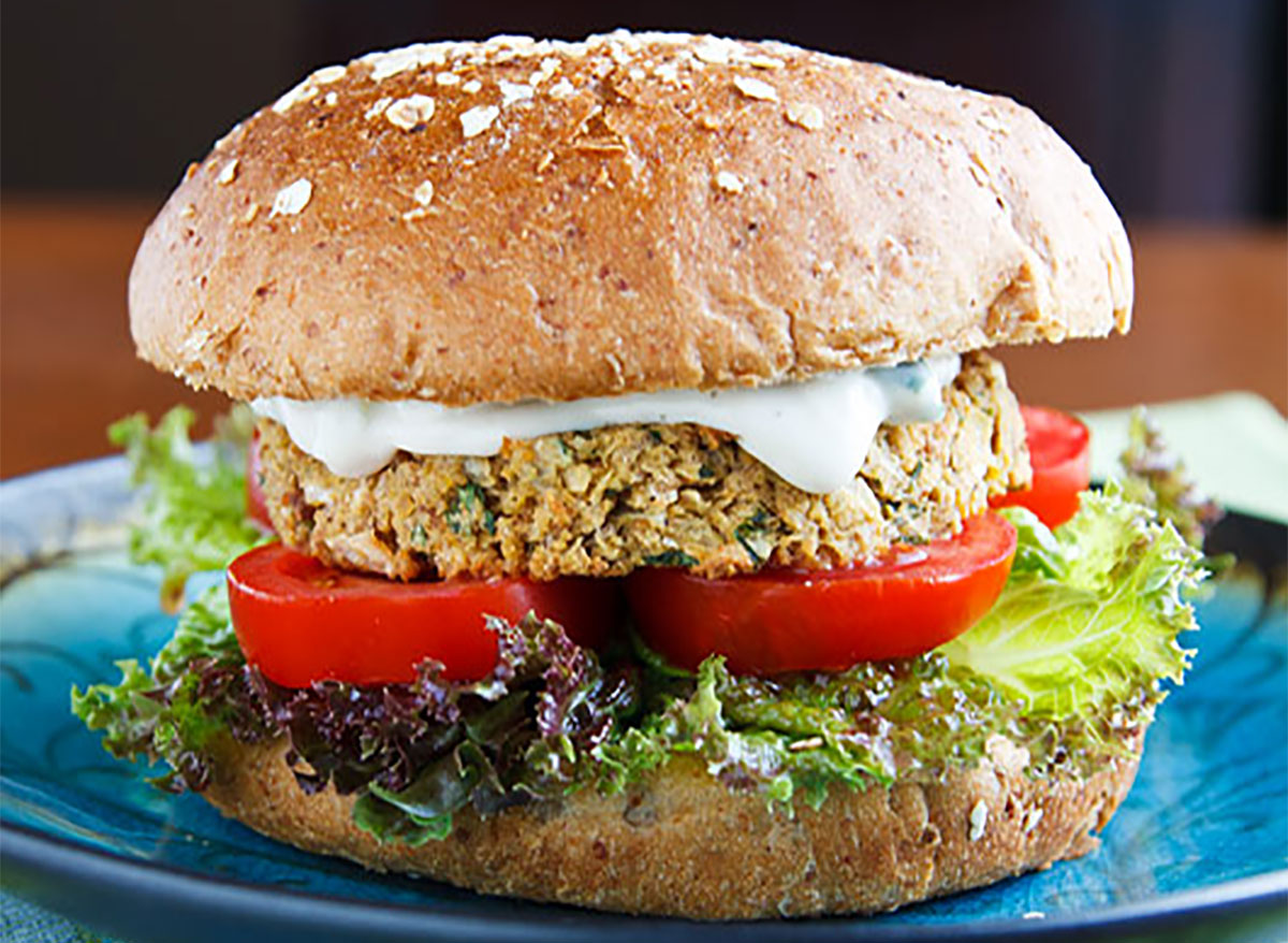 chickpea burger on a plate