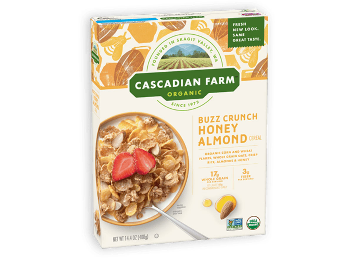 Cascadian farm organic buzz crunch honey almond cereal