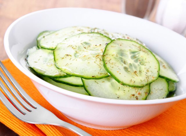 Cucumber slices spices vinegar