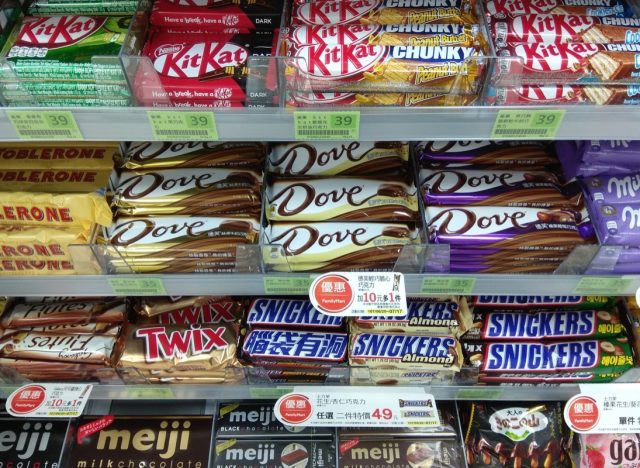 Candy convenience store shelves