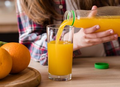 Pouring orange juice