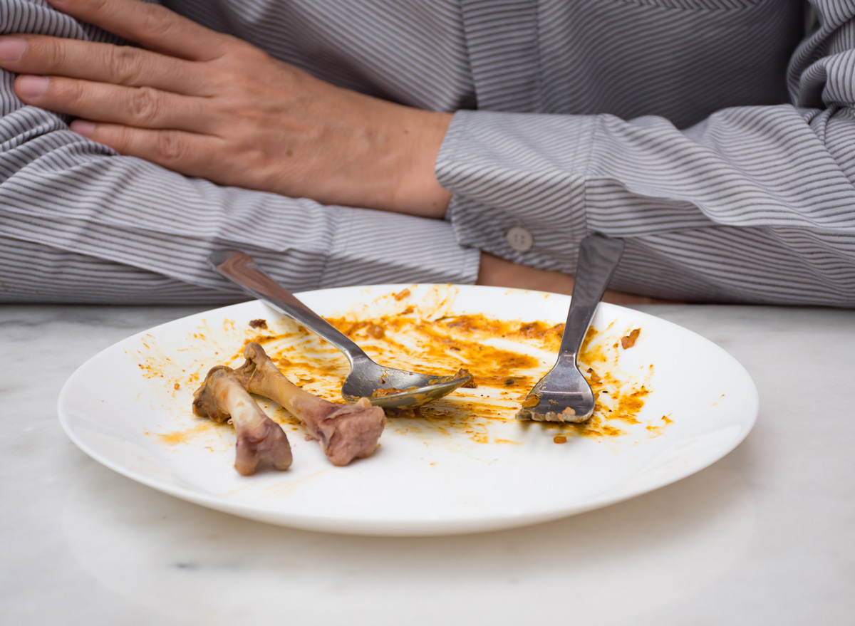 Man finished eating dinner clean plate