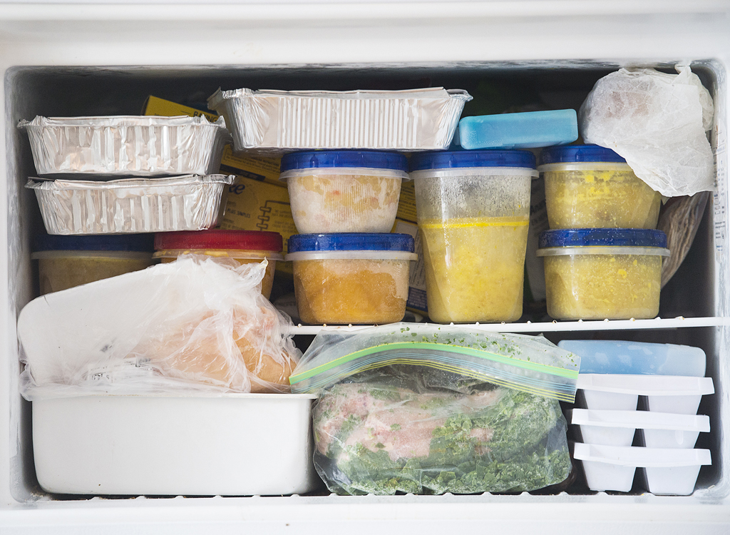 frozen meals in freezer