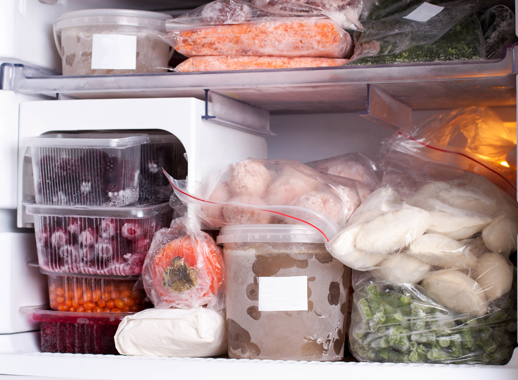 Healthy food stocked in freezer