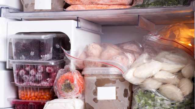 Healthy food stocked in freezer