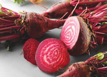 Sliced red raw beets