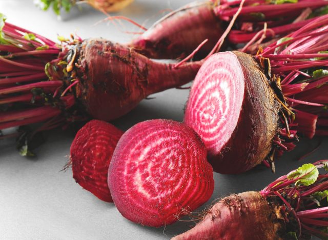 Sliced red raw beets