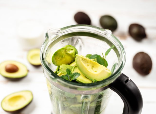 avocado healthy fat for healthy smoothie in blender