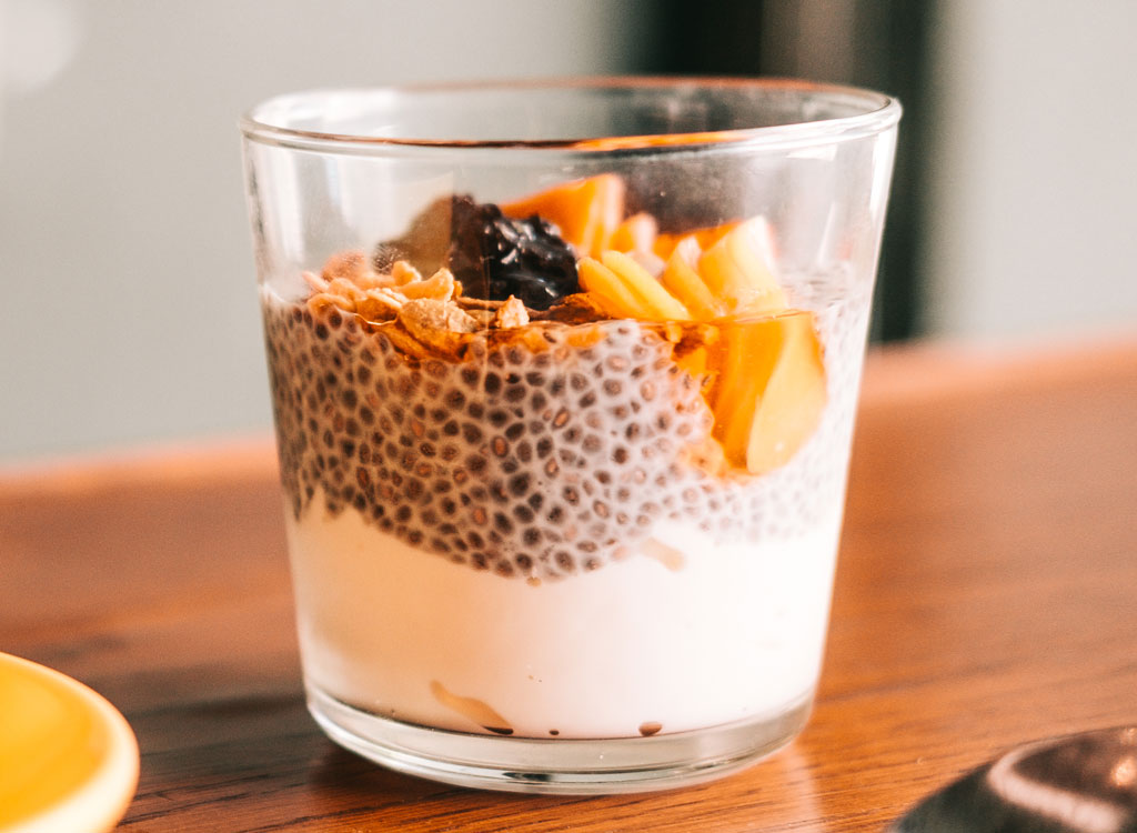 Yogurt chia pudding granola parfait