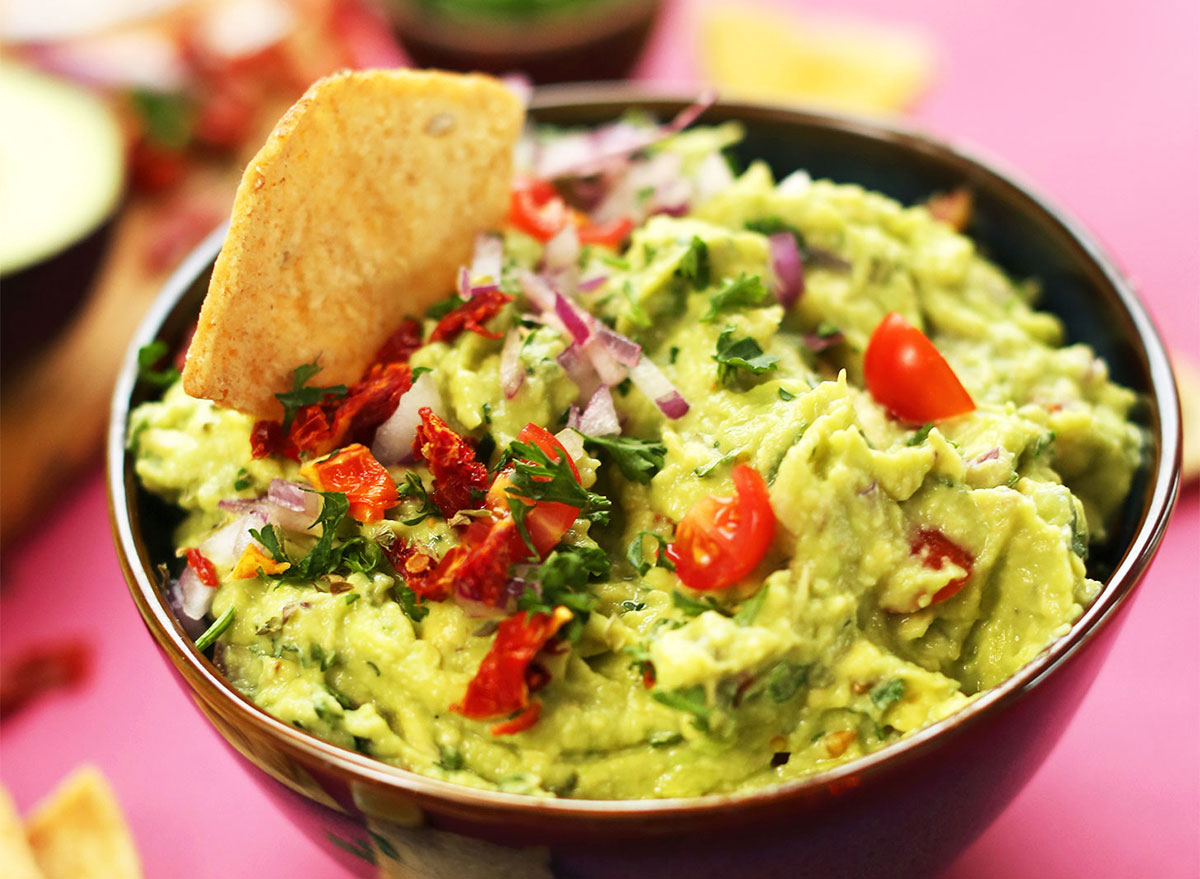 greek guacamole with chip