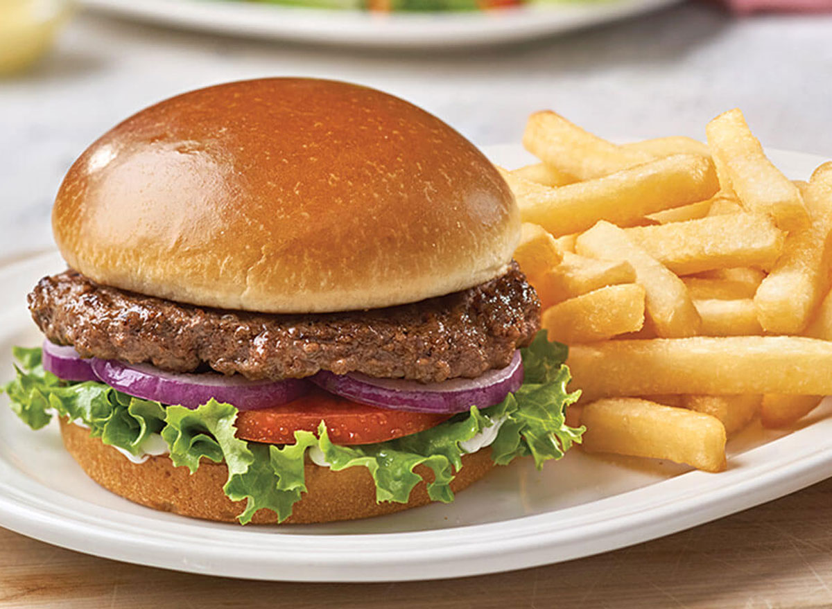 Healthiest restaurant dish Friendly's all american burger and fries
