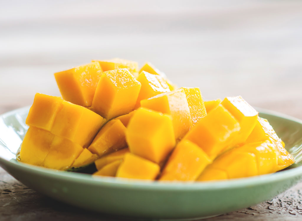 mango chunks on a plate