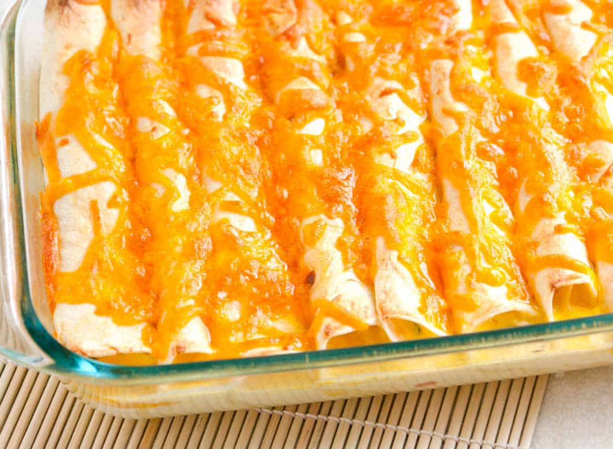 breakfast enchiladas in baking dish