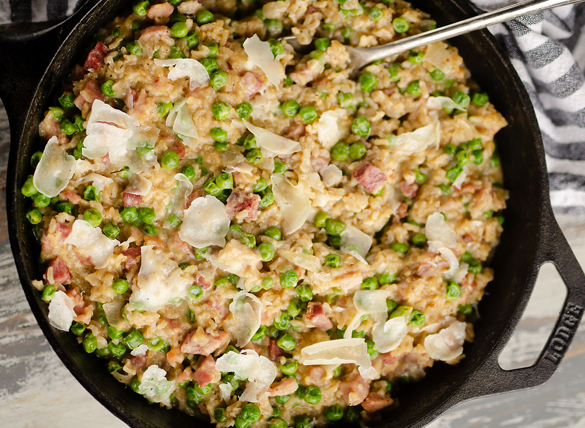 one pot cheesy ham and rice skillet