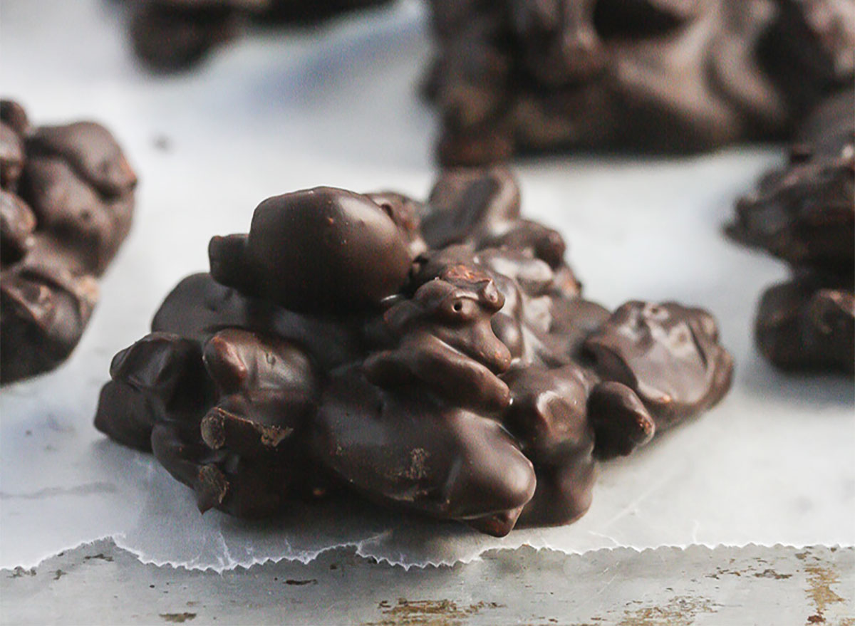 slow cooker almond candy on baking sheet