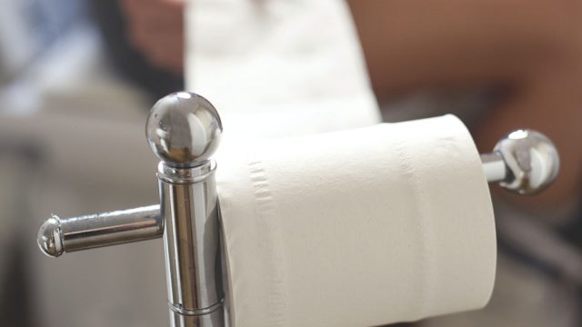 Grab toilet paper bathroom