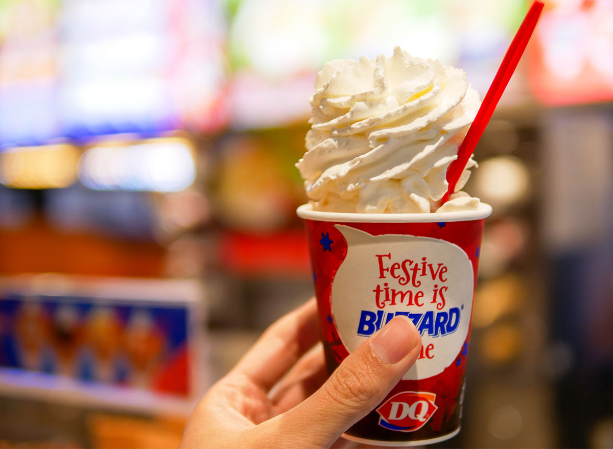 dairy queen blizzard topped with whipped cream