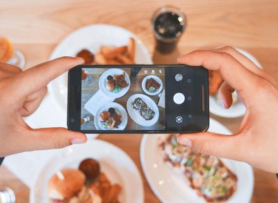 Taking a photo of food with phone