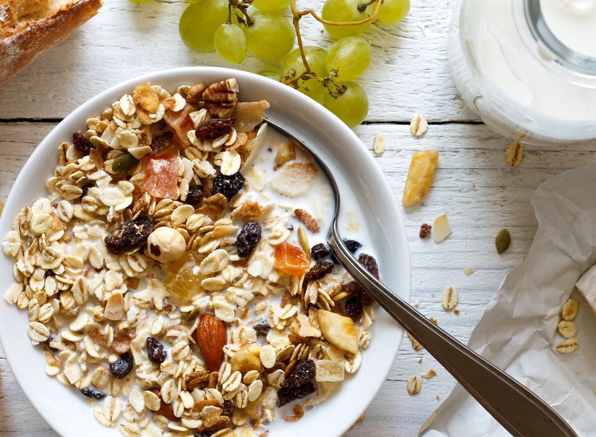 Breakfast muesli as cereal substitute with nuts oats granola