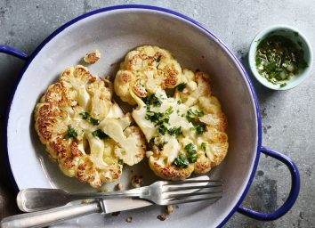 Roasted cauliflower with herb dressing