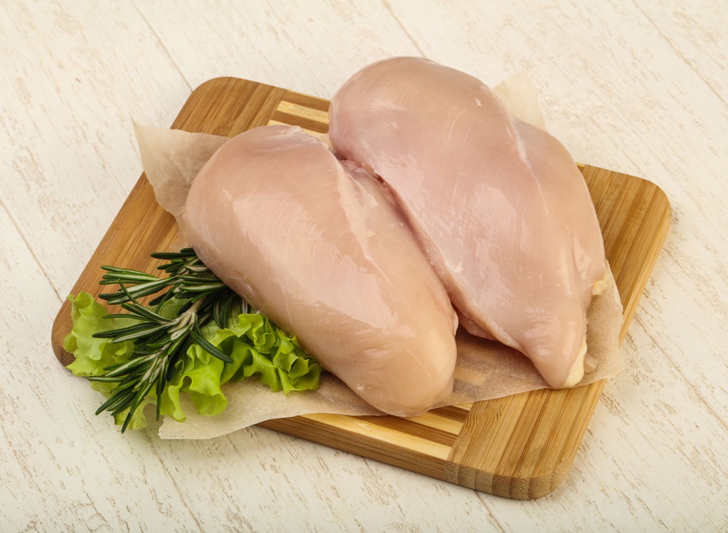 Skinless uncooked chicken breasts