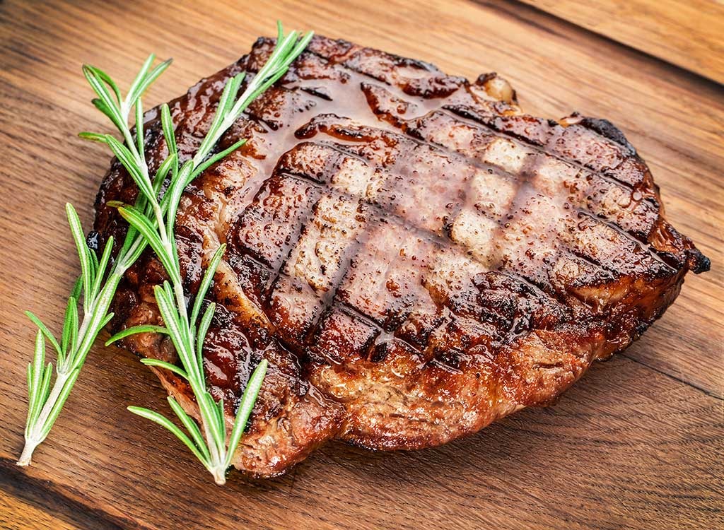 Center cut steak on cutting board