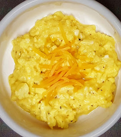 Scrambled eggs cheese