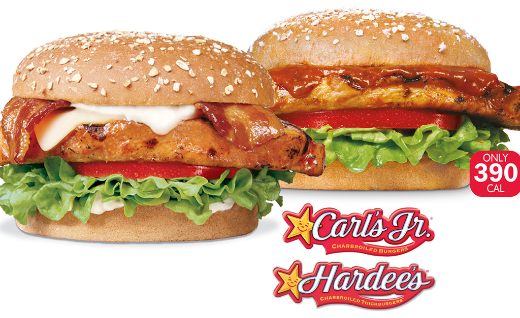 Carl's Jr Hardee's antibiotic free charbroiled all natural chicken sandwiches
