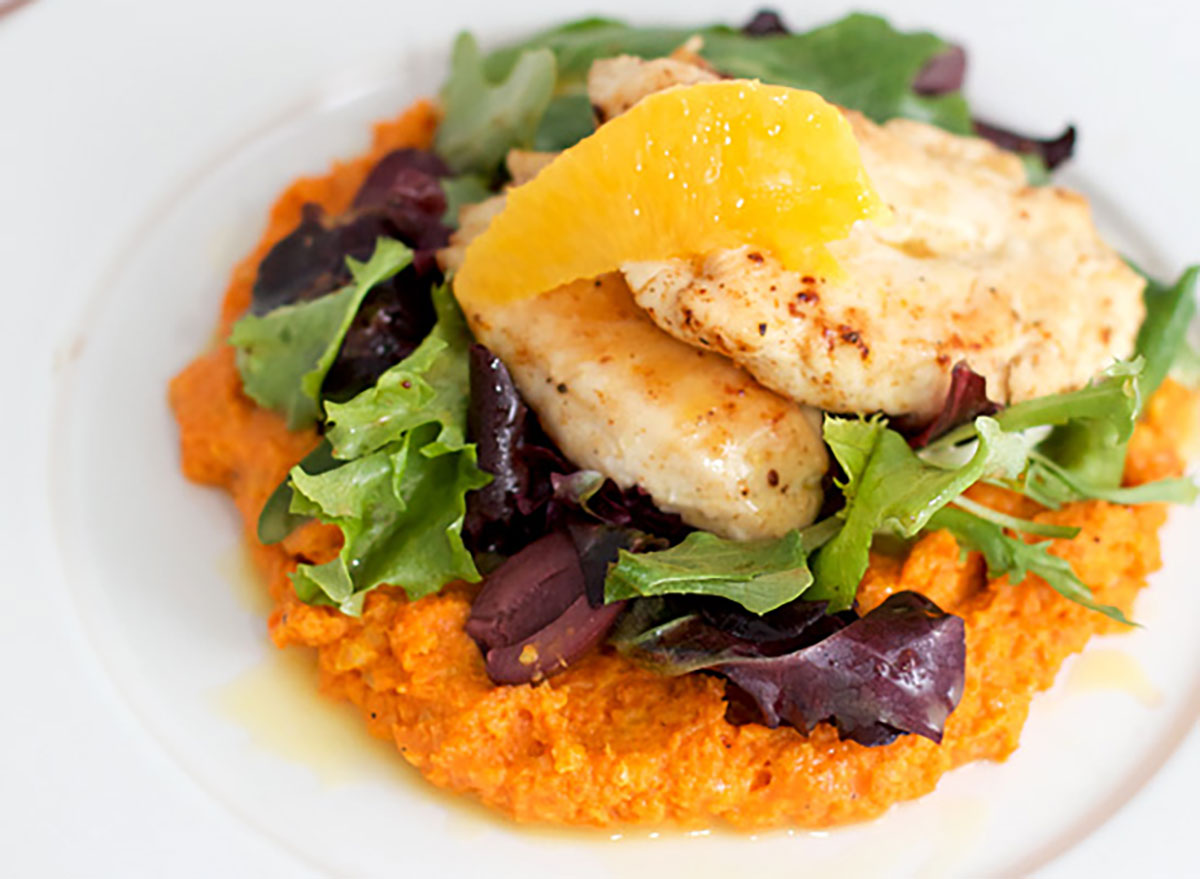moroccan chicken with carrot puree