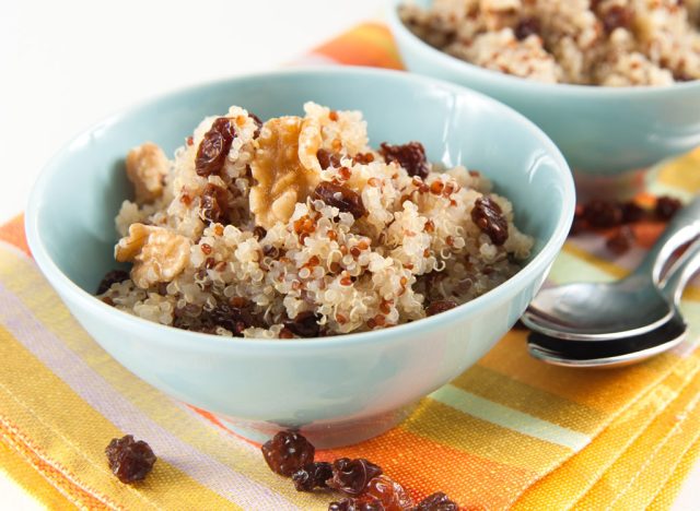 easy breakfast ideas: Quinoa raisins walnuts breakfast