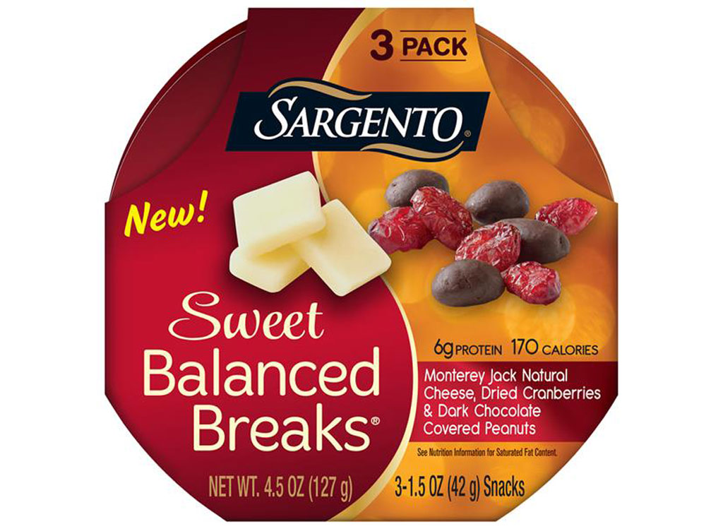 Sargento sweet balanced breaks Monterey jack cranberries dark chocolate covered peanuts