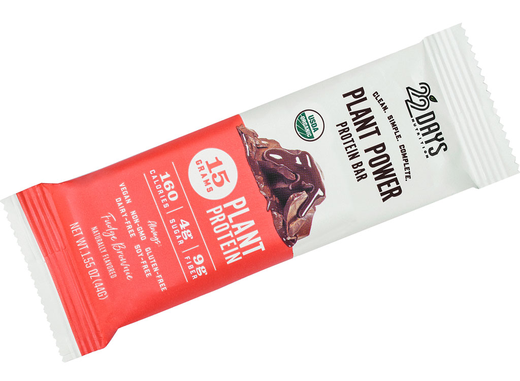 22 days nutrition fudge brownie plant based protein bar