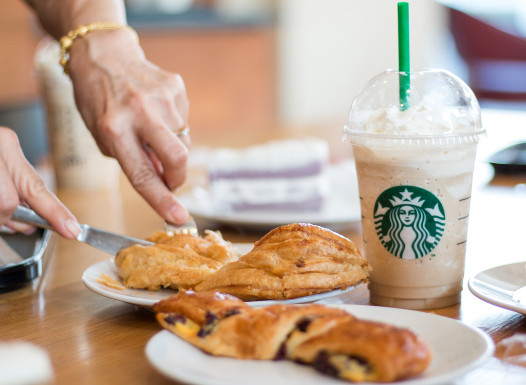 Starbucks coffee and pastry