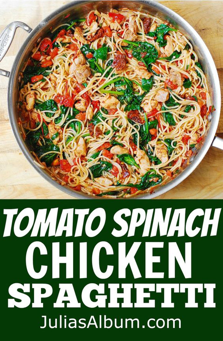 Tomato chicken spinach spaghetti