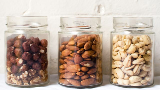 almond cashew walnut hazelnuts in jar