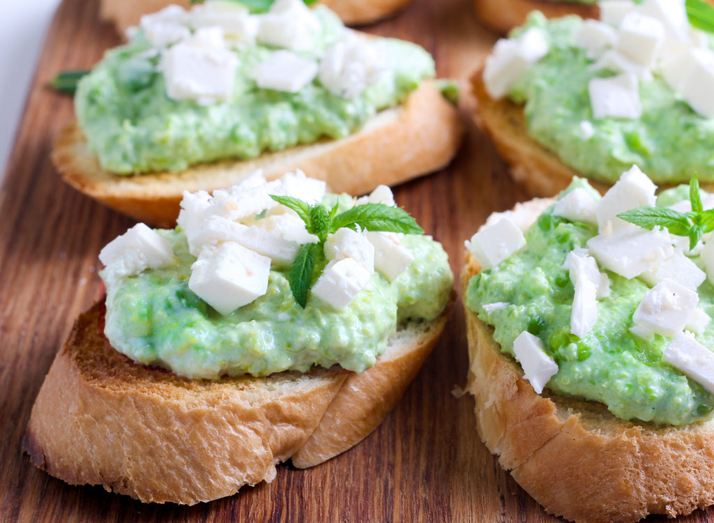 Mashed pea feta toast