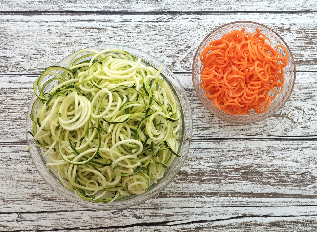 Spiralized zucchini noodles carrots zoodles